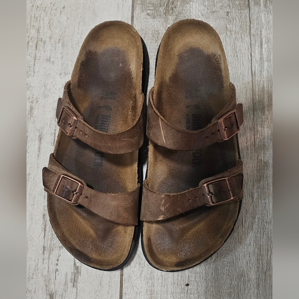 Birkenstock Brown Leather Sandals. Arizona Crosstown With Hard Tread Soles 41